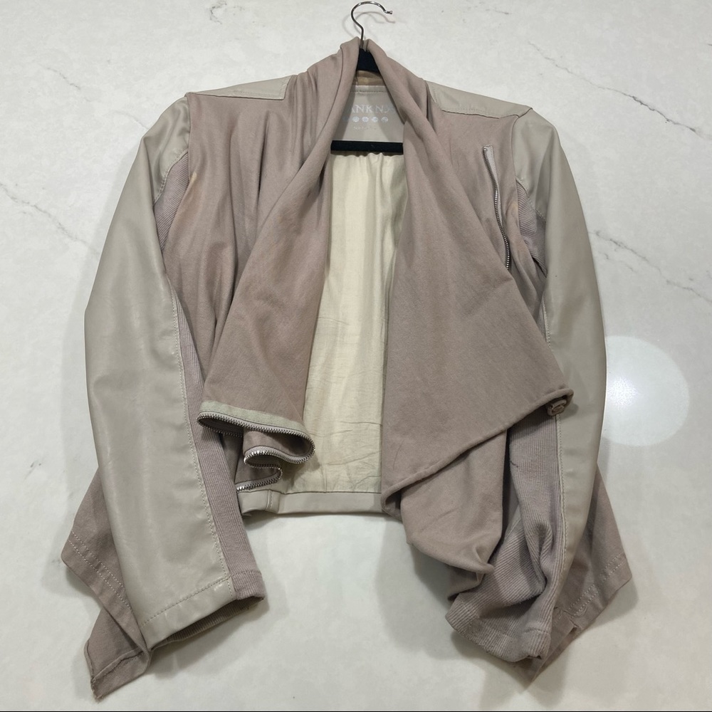 BLANKNYC faux leather cardigan jacket